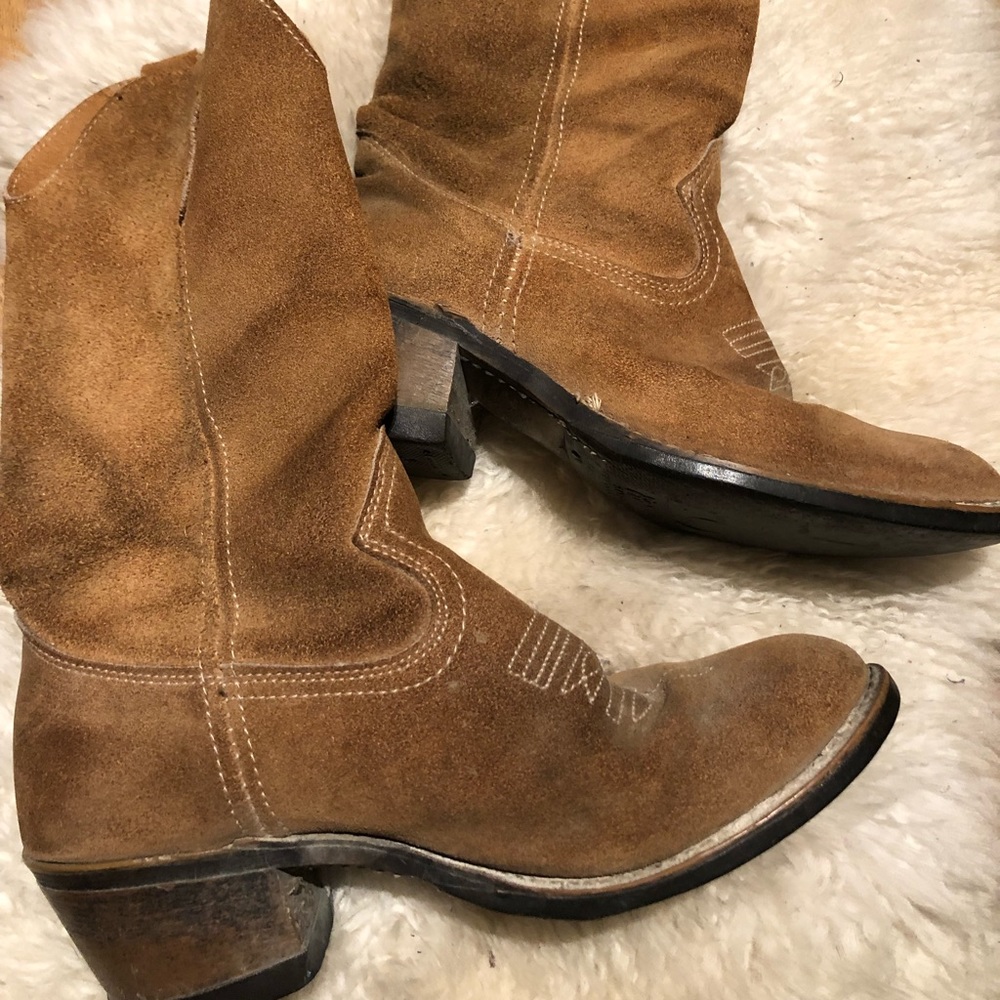 Real suede cowboy boots Vintage high quality